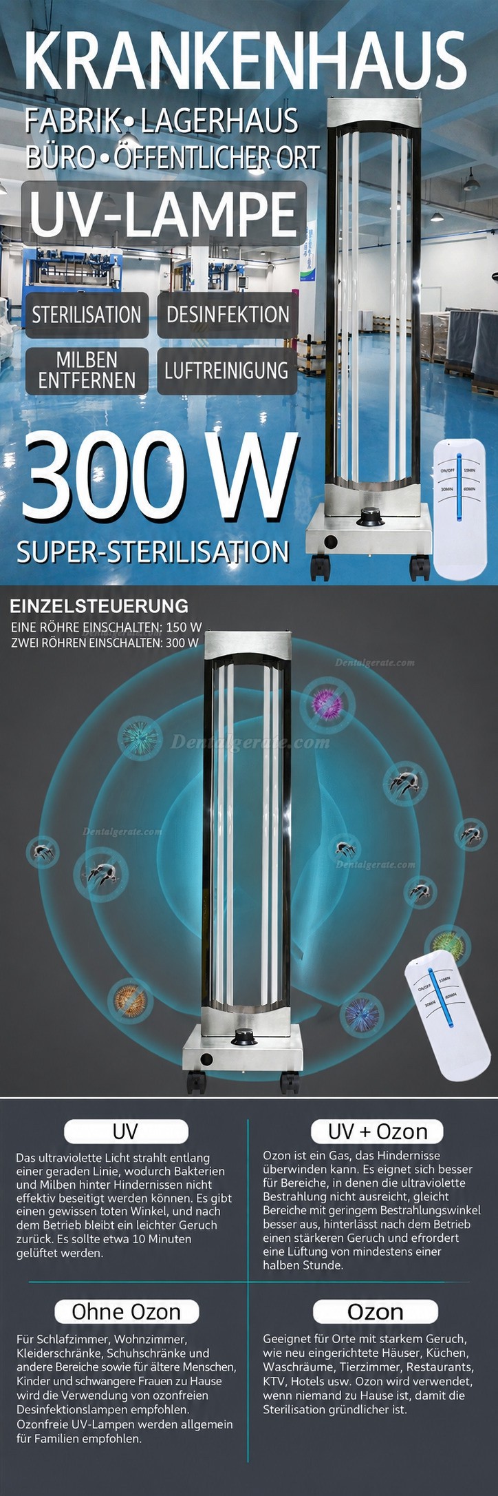 300W UV-Ozon-Sterilisator Keimtötende Lampe UVC-Lichtwagen Edelstahl mit Radarsensoren 300W UV-Ozon-Sterilisator Keimtötende Lampe UVC-Lichtwagen Edelstahl mit Radarsensoren